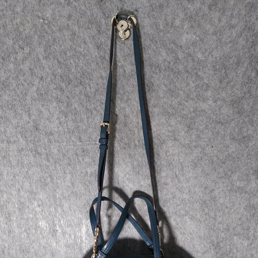 Coach Leather Satchel Crossbody Bag Dark Teal‎ Gold Hardware Top Handle